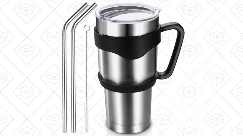 Termo Homitt 30 oz. con Asa, Tapadera y Dos Popotes, $15 con cĂłdigo HOMITT88